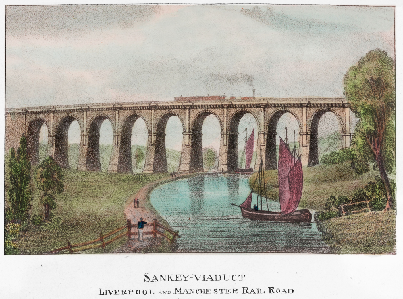 1830s Sankey Canal and Viaduct - View from the East